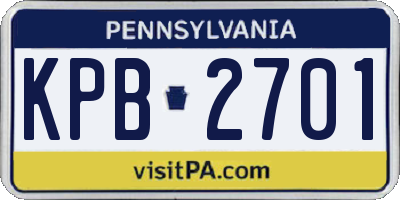 PA license plate KPB2701