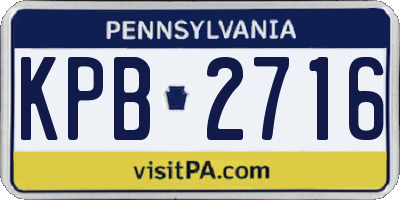 PA license plate KPB2716
