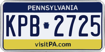 PA license plate KPB2725