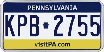 PA license plate KPB2755