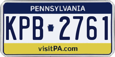 PA license plate KPB2761