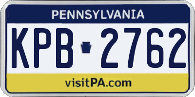 PA license plate KPB2762