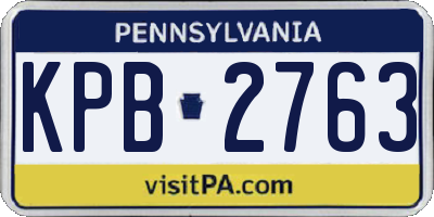 PA license plate KPB2763