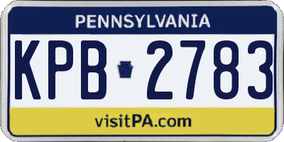 PA license plate KPB2783