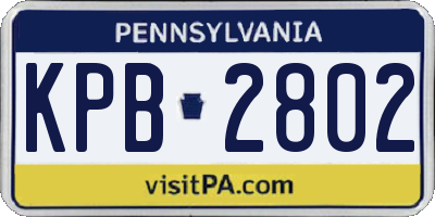PA license plate KPB2802