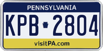 PA license plate KPB2804