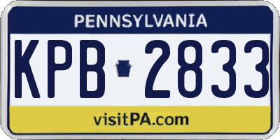 PA license plate KPB2833