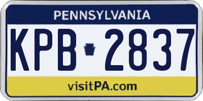 PA license plate KPB2837
