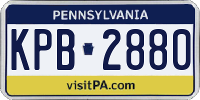 PA license plate KPB2880