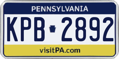 PA license plate KPB2892