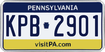 PA license plate KPB2901