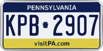 PA license plate KPB2907