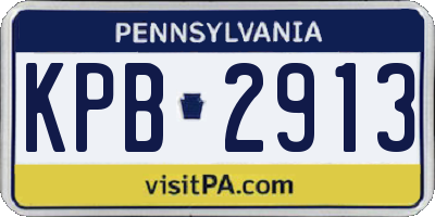 PA license plate KPB2913