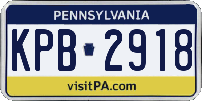 PA license plate KPB2918