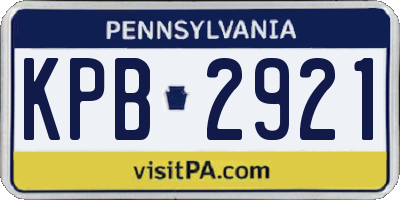 PA license plate KPB2921