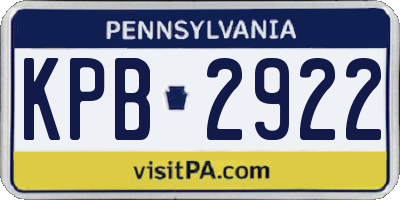 PA license plate KPB2922