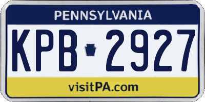 PA license plate KPB2927