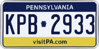 PA license plate KPB2933