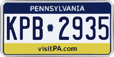 PA license plate KPB2935