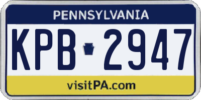 PA license plate KPB2947