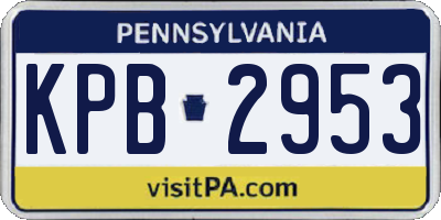 PA license plate KPB2953