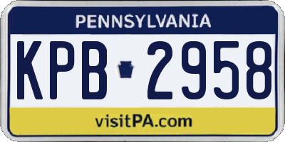 PA license plate KPB2958