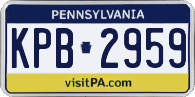 PA license plate KPB2959
