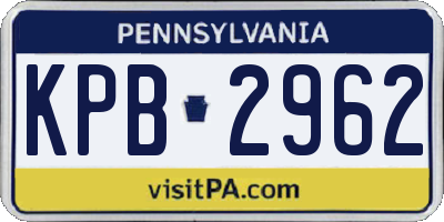 PA license plate KPB2962