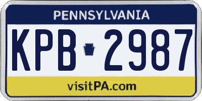 PA license plate KPB2987
