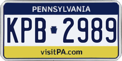 PA license plate KPB2989