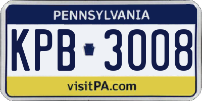 PA license plate KPB3008