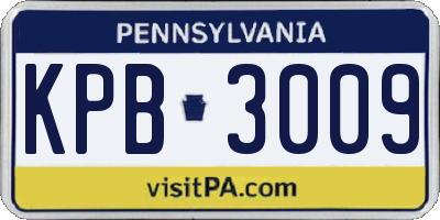 PA license plate KPB3009