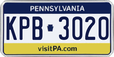 PA license plate KPB3020