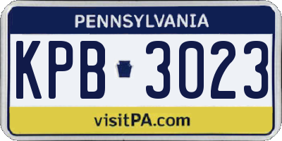 PA license plate KPB3023