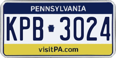 PA license plate KPB3024