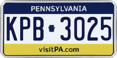 PA license plate KPB3025