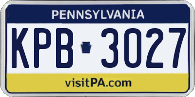 PA license plate KPB3027