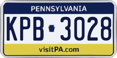 PA license plate KPB3028