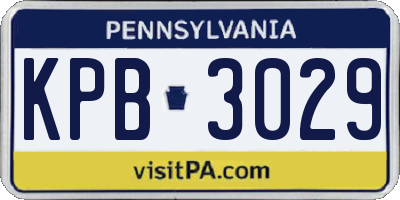 PA license plate KPB3029