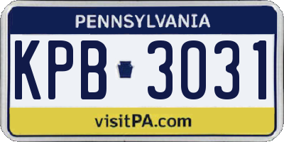 PA license plate KPB3031