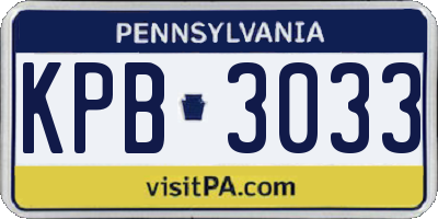 PA license plate KPB3033