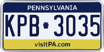 PA license plate KPB3035