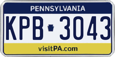 PA license plate KPB3043