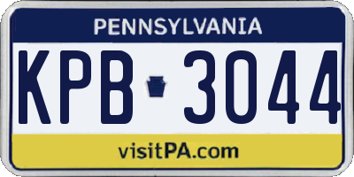 PA license plate KPB3044