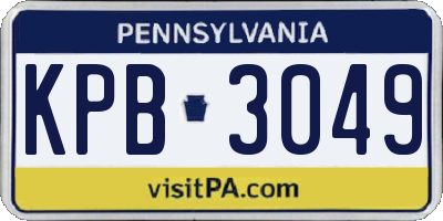 PA license plate KPB3049
