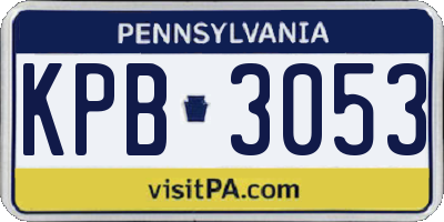 PA license plate KPB3053