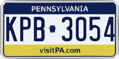 PA license plate KPB3054