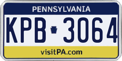 PA license plate KPB3064