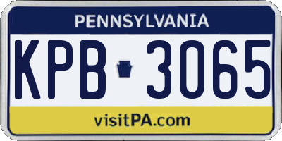 PA license plate KPB3065
