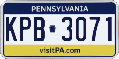 PA license plate KPB3071